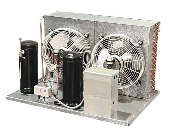 A compressor unit with two fans and one condenser.