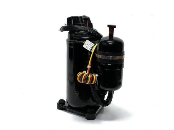 A black air compressor with a tank attached to it.