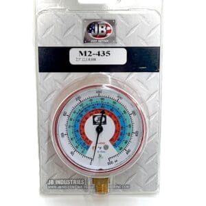 A picture of the front of a packaging for a pressure gauge.
