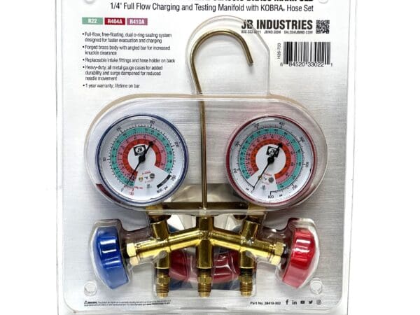 A package of two gauges and three valves.
