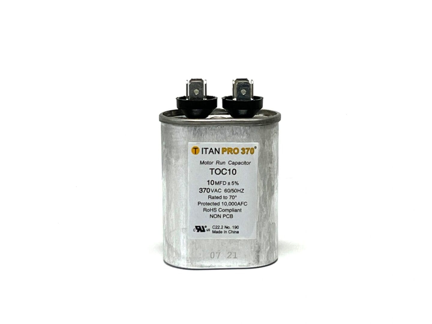 A capacitor is shown with the words " tachnology " on it.