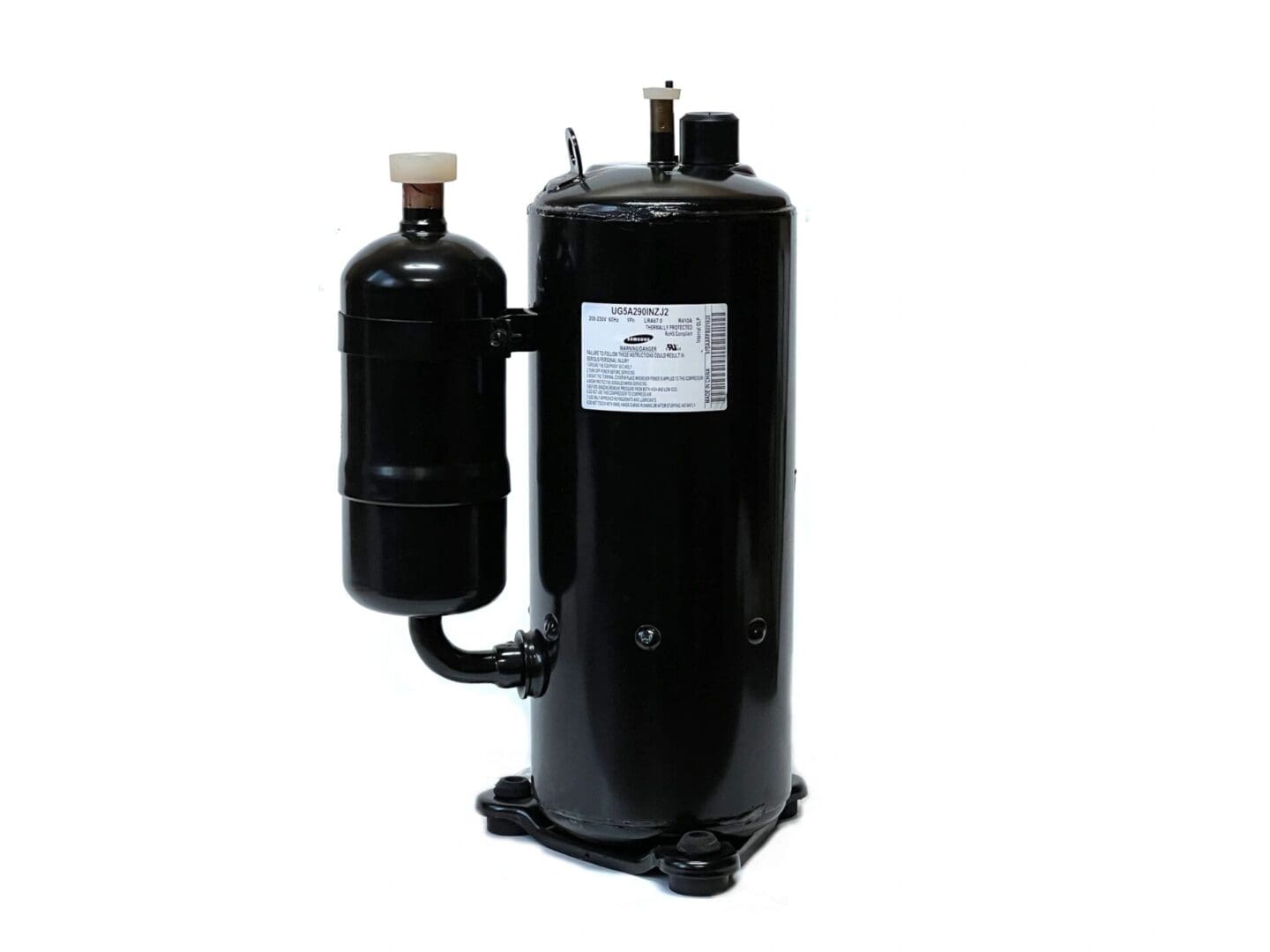 A black compressor with a tank attached to it.