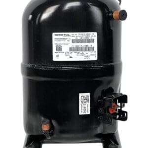 A compressor is shown with the label on it.