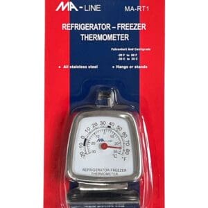 A thermometer is shown on the package.