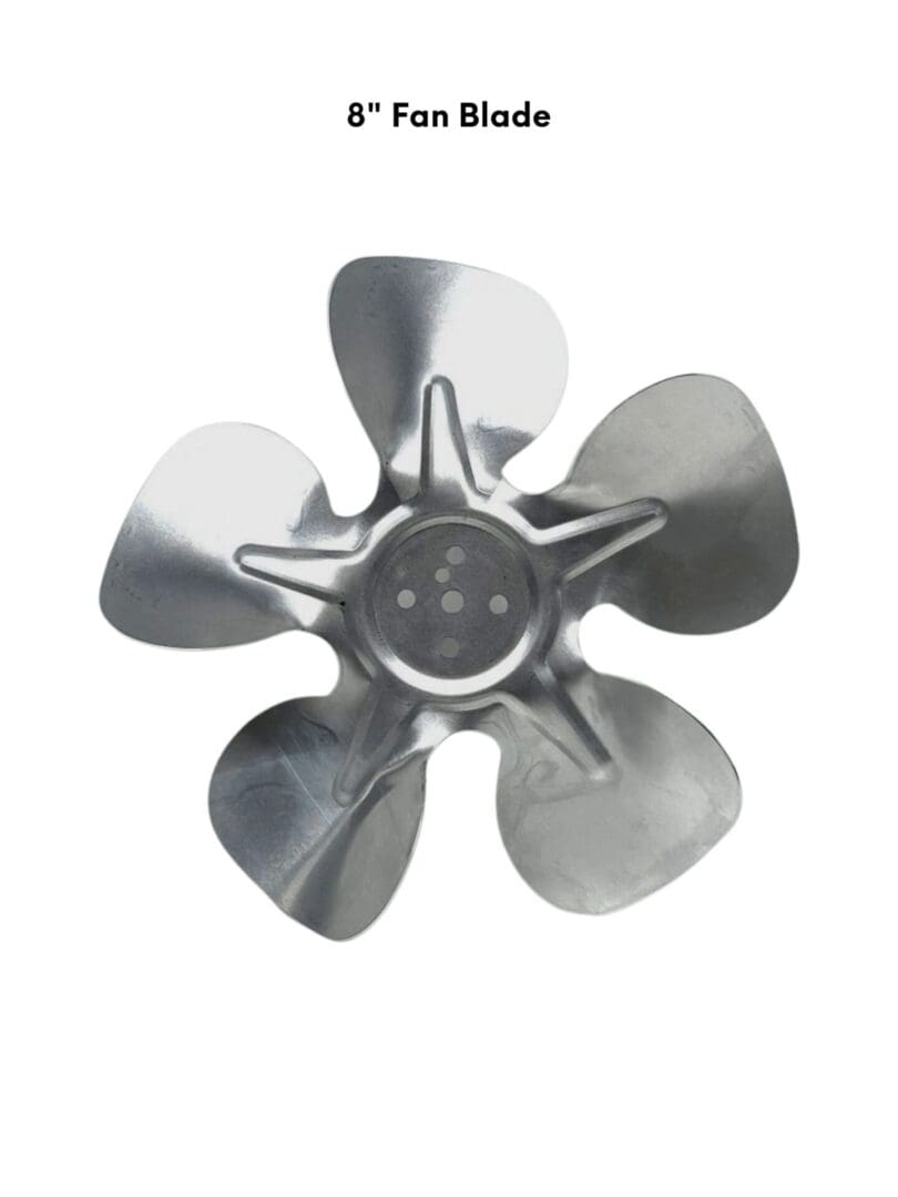 A silver propeller with six blades on top of it.