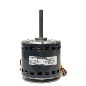 Electric motor with visible wiring and label.