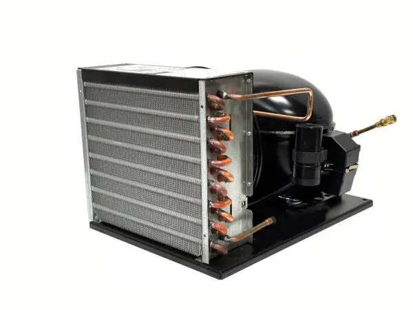 Refrigeration compressor with condenser and copper pipes.